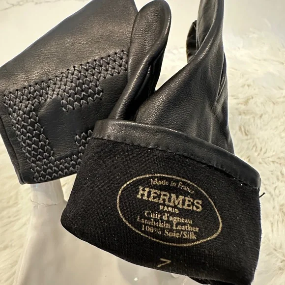 Dark Brown Hermes Leather Gloves Size 7 - Picture 3 of 4